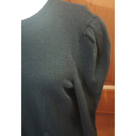 Evenings By Raul Blanco Sweater Sz 8 Vtg Hand Loomed Black Puff Sleeve Fringed - Picture 4 of 8